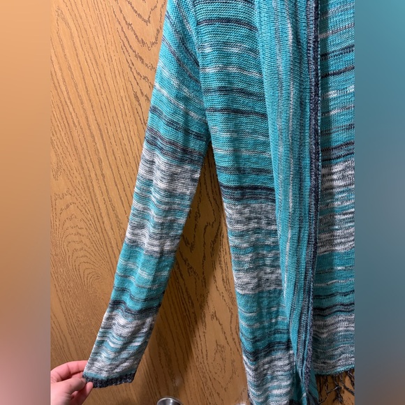 Maurices Teal and Gray Striped Cardigan - Picture 3 of 8